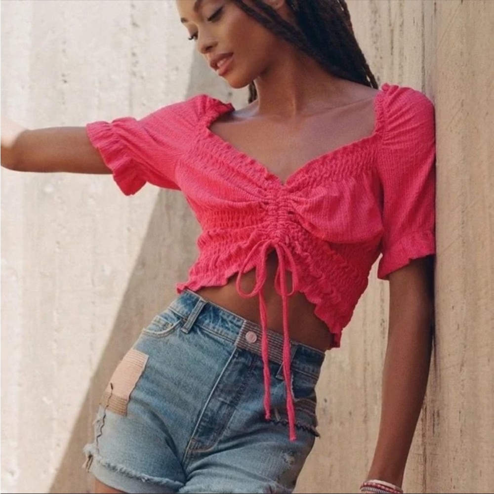 Anthropologie x Pilcro Pink Puffed sleeve top